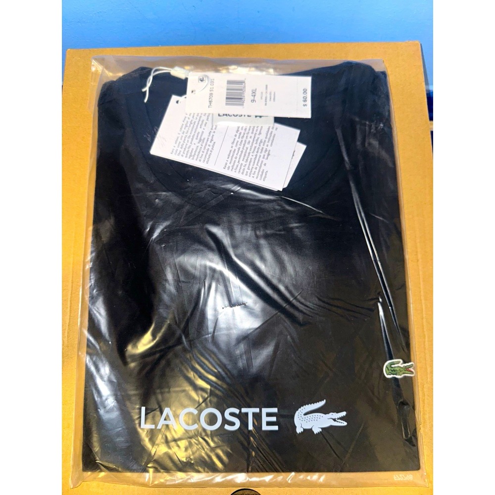 Lacoste Mens Black Logo Crew Neck Short Sleeve Jersey Cotton T-Shirt 4XL TH6709